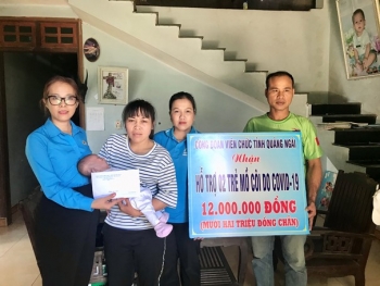 Công đoàn Viên chức tỉnh Quảng Ngãi hỗ trợ trẻ em mồ côi cha, mẹ vì Covid-19